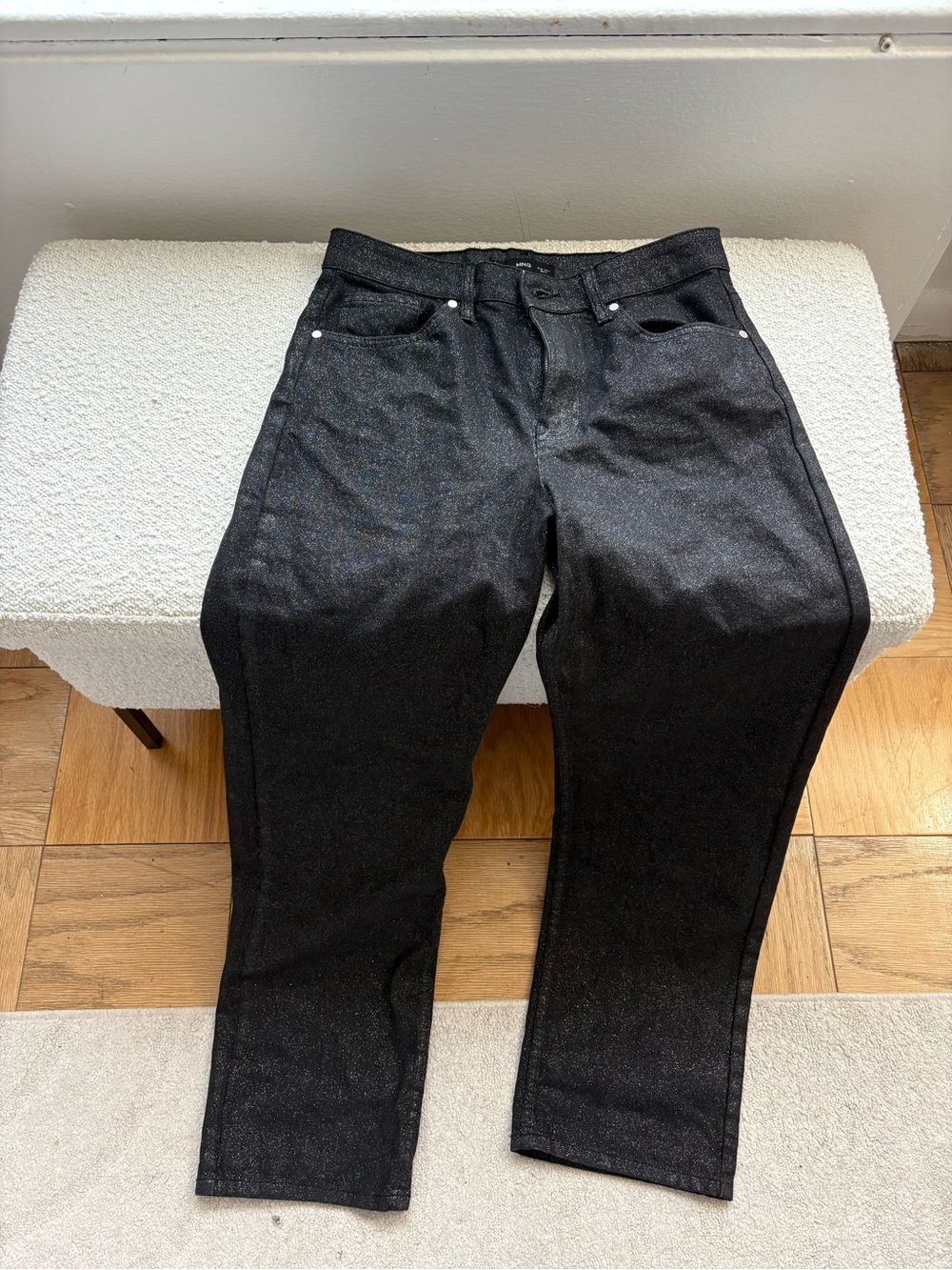 Mango Black Sparkly Straight Jeans